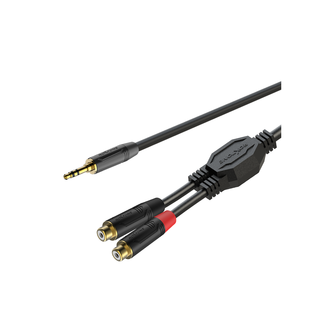 Roxtone GPTC145L1 Cable Profesional Mini Plug 3.5mm Estéreo-Dual Rca Hembra 1mts