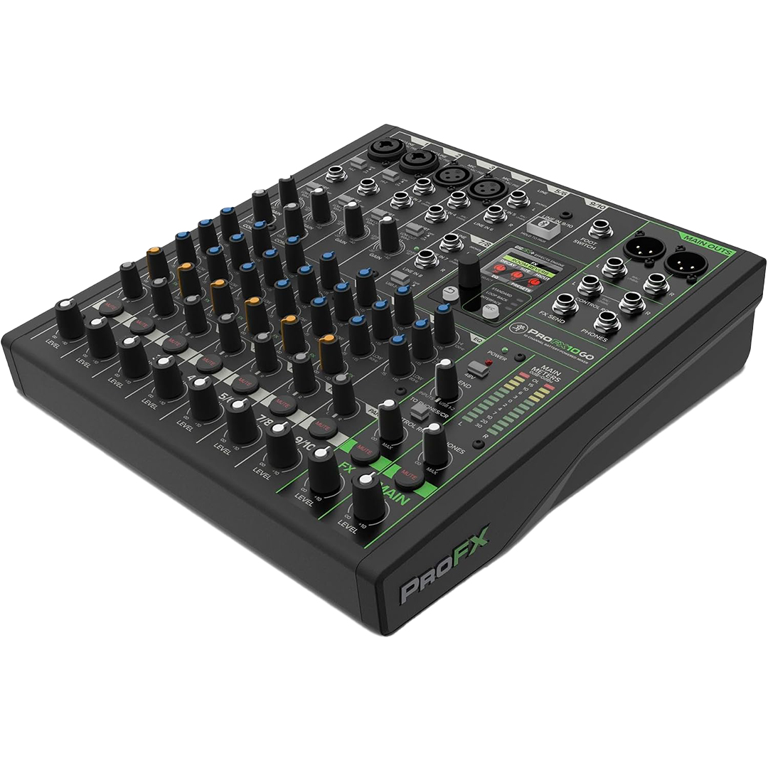 Mackie PRO-FX10-GO Consola Profesional Portátil con Batería de 10 Canales con USB y Efectos